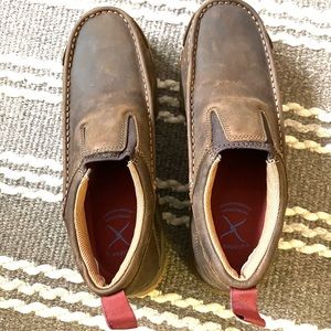 NWT Men’s Twisted X Work Slip-On Driving Moc Boots, leather with composite toe